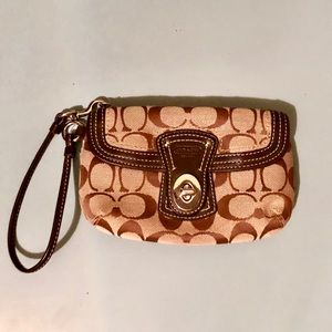 Coach Classic Brown Logo Wristlet Like New